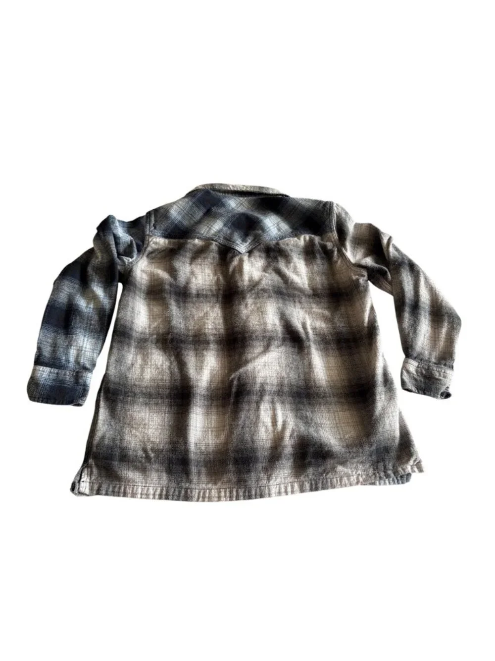Levis Mens Medium Plaid Button-Up Flannel Shirt In Blue & Gray Vintage
